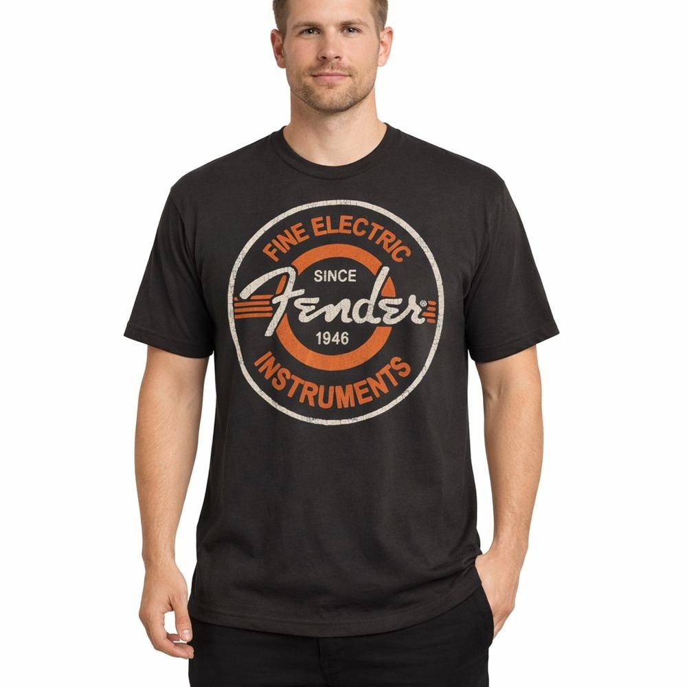 Lucky Fender Mens Graphic T Shirt Size M Cotton Retro Music Rock Band Tee‎ Soft